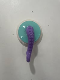 Image 1 of Purple tentacle on teal and white base Jewelry Holder