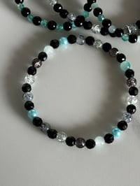 Image 6 of Midnight Glitz Black and Teal Tumbler Bracelet Stack