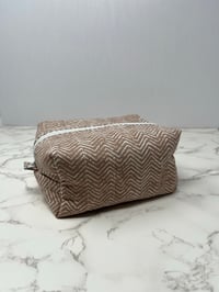 Image 1 of Handmade Brown Herringbone Boxy Pouch