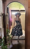 vintage black floral strapless dress