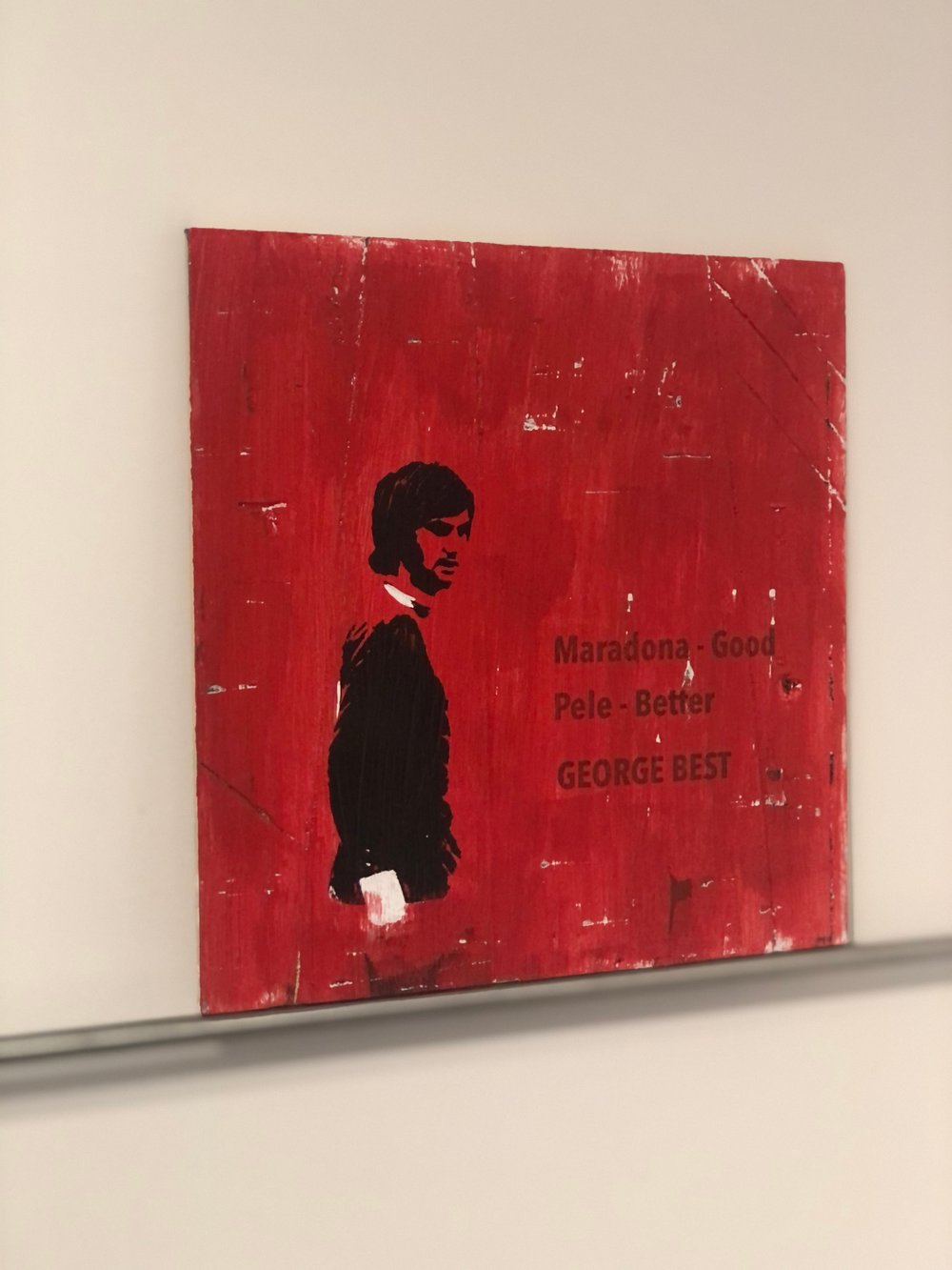 George Best Genius hand painted on wood