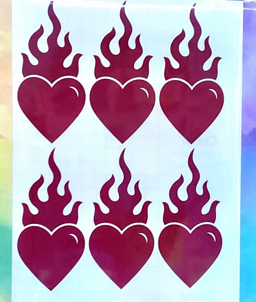 Image of Hearts with Flame Decal 