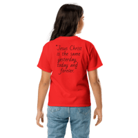 Image 2 of Unisex Youth classic tee (Jesus never changes)