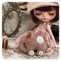 Image 7 of Handmade victorian plum flat elephant with "button wheels"