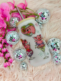 Image 1 of Pink Elephants Frosted Glass Tumbler