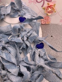 Image 5 of Denim Tassel Hoop   Earrings