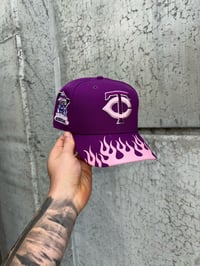 Image 5 of PINK BRIM PURPLE MINNESOTA TWINS CUSTOM FITTED CAP