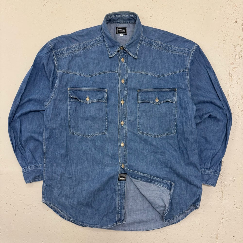 Image of 1990s Versace Denim Shirt, Size XL