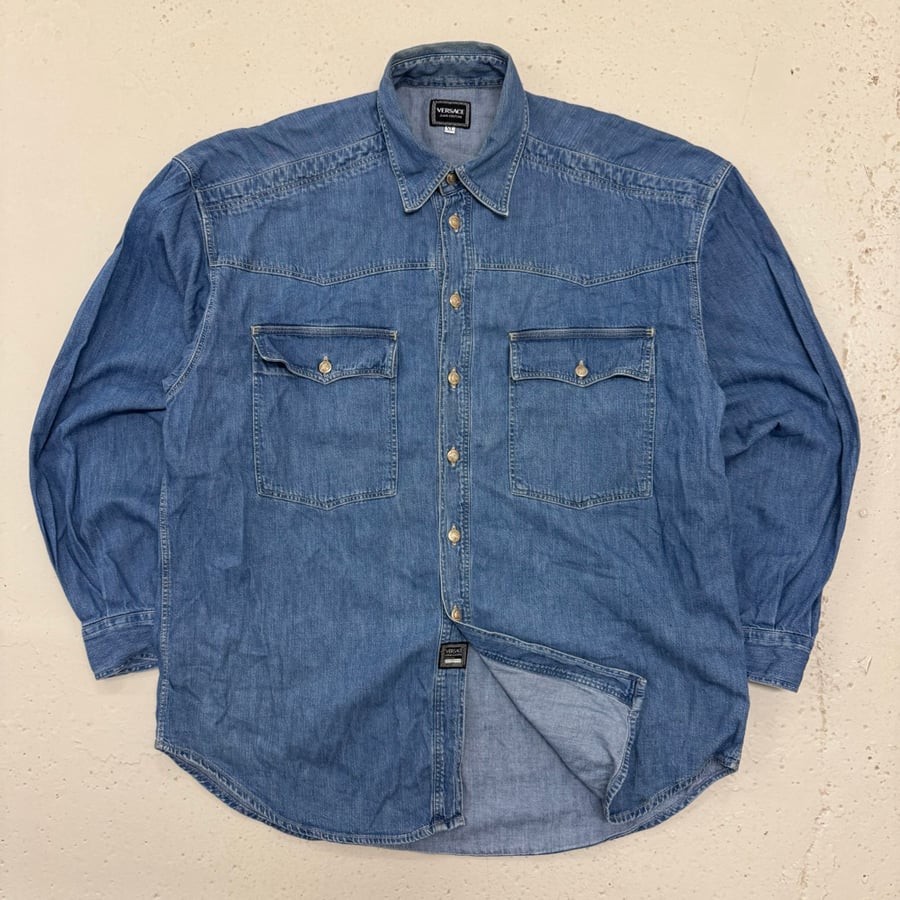 Image of 1990s Versace Denim Shirt, Size XL