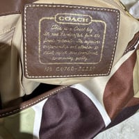 Image 4 of Coach Olive Green Scarf Print Multicolor Signature Shoulder Tote Bag Purse RARE!
