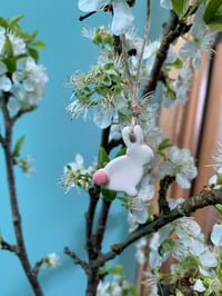 Image 4 of Ceramic Hanging Little Bunnies  Sideways or back view (Set of 2)