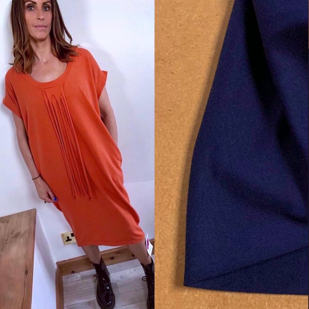 Milano dress with pockets, long length & tassels - plain colours 