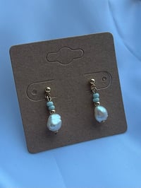 Image 1 of Pastel Green Freshwater Pearl Studs