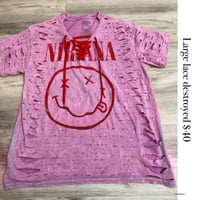 Large Nirvana red/pink lace destroyed