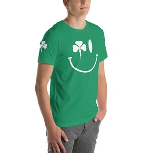 Image of Irish Smiley Shamrock Lightning Bolt T-Shirt