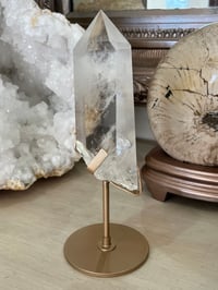 Image 4 of Polished Clear Quartz Crystal Point In Custom Stand #2914