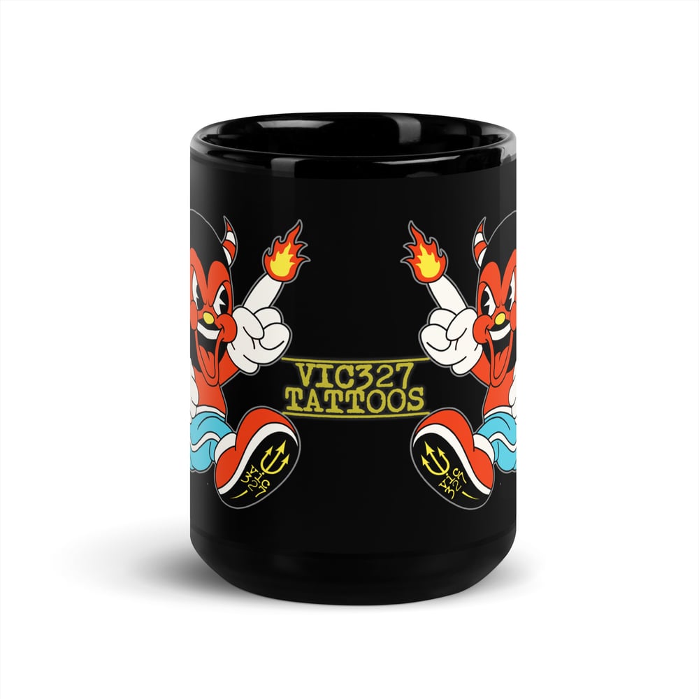 Red Devil Vic-Black Glossy Mug