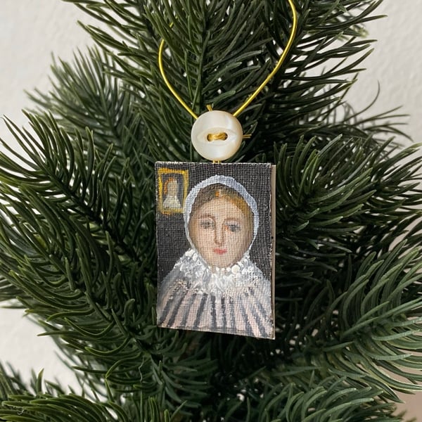 Image of Lady in striped jacket - miniature painting 