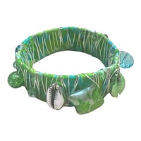 Image 1 of Wide Jeweled Bangle Green/Blue