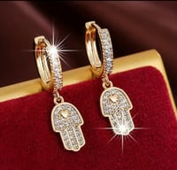 Image 1 of Glamour Girl  Hamsa Hand Earrings 