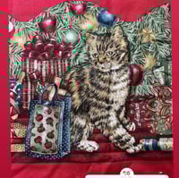 Image 2 of for @sophia.nancy_ - Christmas Cat & Velvet Frilly Pinny Dress