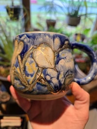 Image 6 of Blue Mug with Blue Vines and Gold Lustre