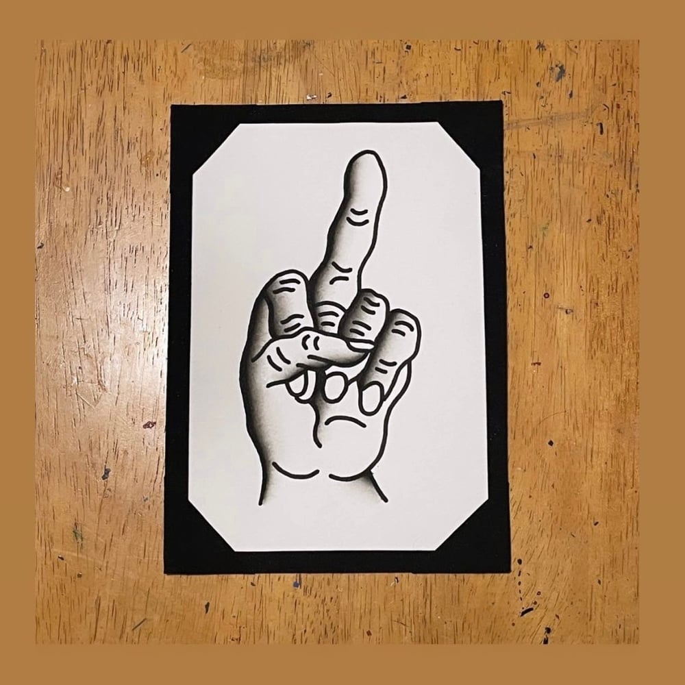 Image of Middle Finger B&W Painting