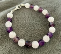 Image 4 of White Jade and Faceted Amethyst - Size 7.5