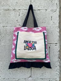 Image 2 of Bolsiña feita a man. AMOR POLA LINGUA rosa. Deseño exclusivo!