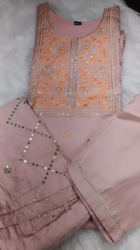 Image 3 of KSV8112-3Pcs Soft Roman Silk Kurtha Set