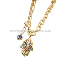 Image 4 of Hamsa With Evil Eye Necklace 