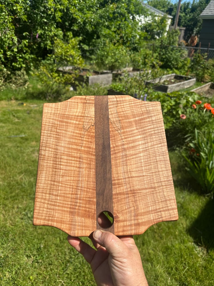 Curly and spalted maple/walnut serving board 1