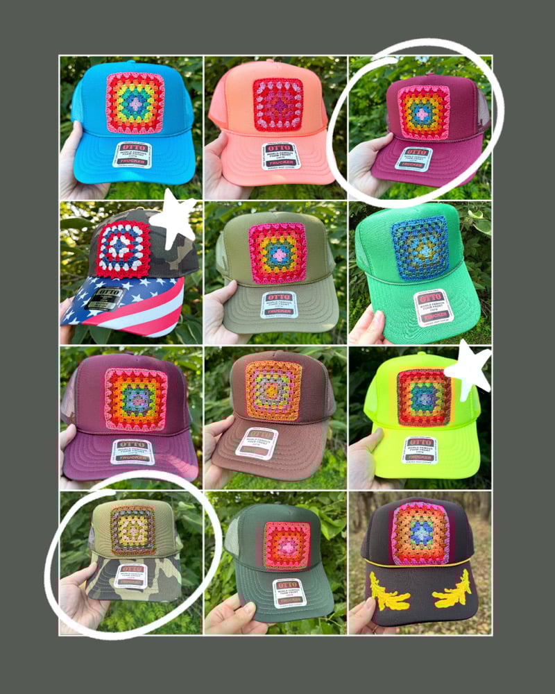 Image of Custom Granny Square Trucker Hat  