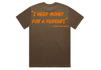 Image 2 of Oversized Walnut "FERRARI" Tee W/Orange Writing
