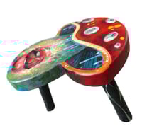 Image 2 of “A STOOL FOR TOADS” ORIGINAL SMALL PAINTED THREE LEGGED STOOL 10”x10”x6”