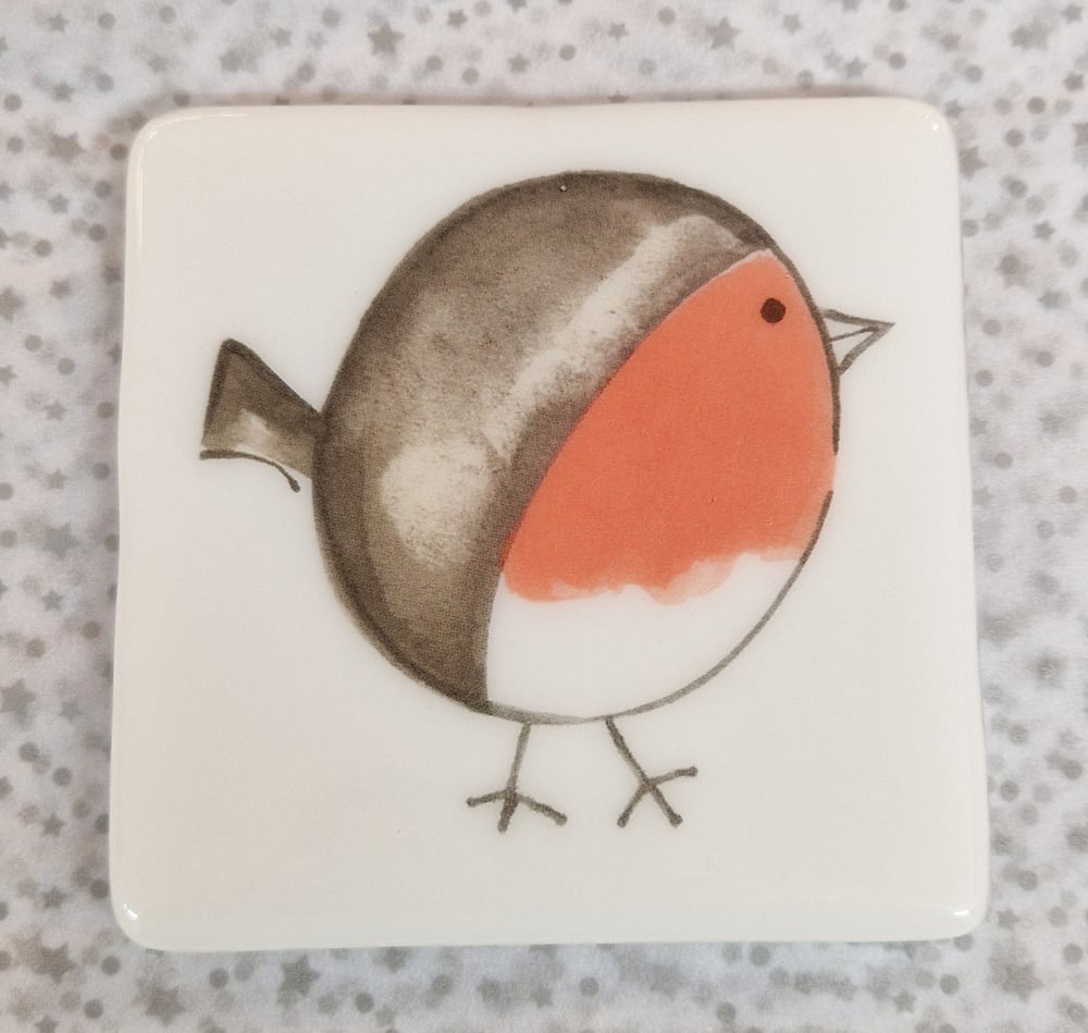 Image of Fused Glass Robin Coaster