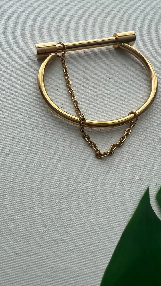 Image of JUICE • Gold Stacking Screw Open Bangle Bracelet