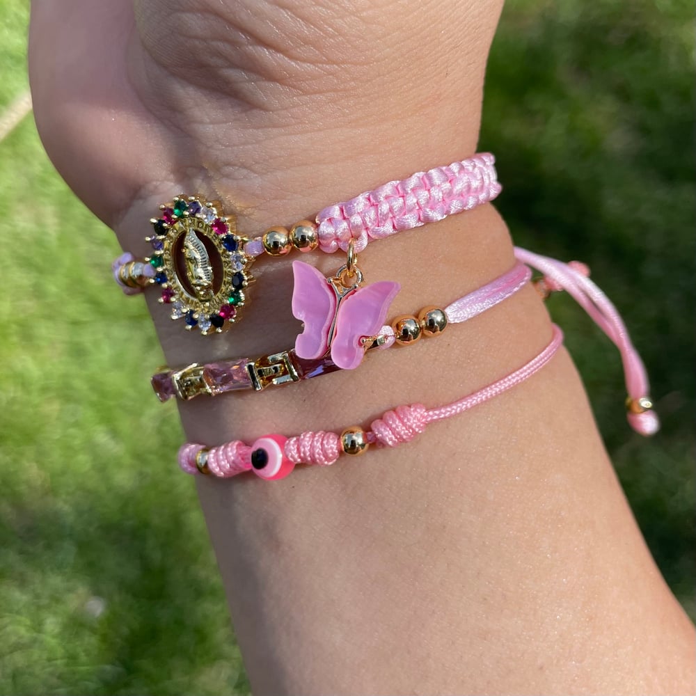 Pink Virgencita Handmade Bracelet Set