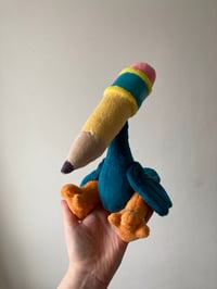 Image 1 of Teal Pencil Bird Folk Doll