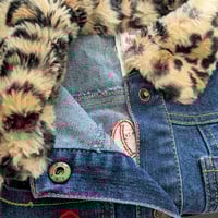 Image 4 of Disney Junior Girls Denim Jacket with Leopard Print Collar
