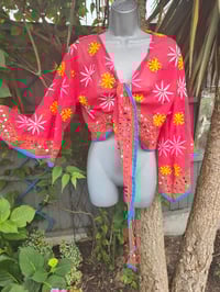 Image 2 of Embroidered Stevie - Red / turquoise trim