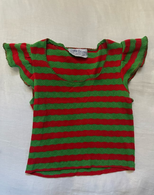 early 70s pointelle knit stripe tee