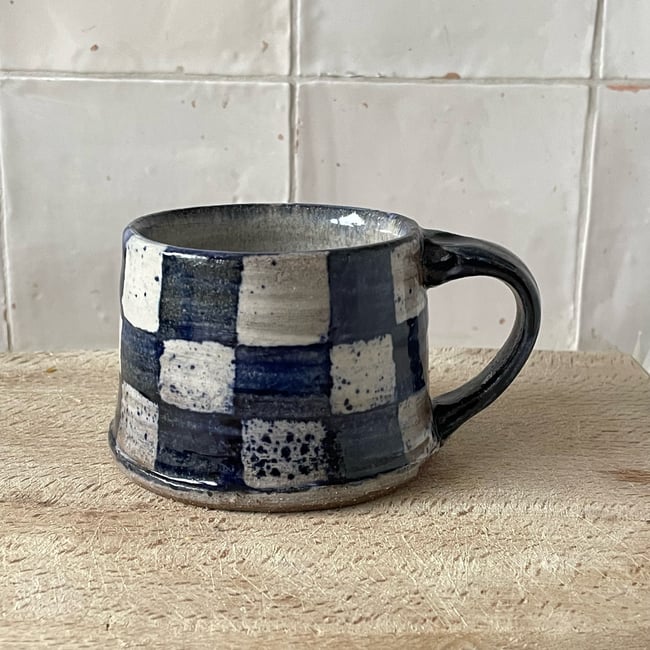 Coffee Mug Blue Squares (3)