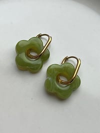 Image 1 of Gold Olive Green Resin Flower Huggies