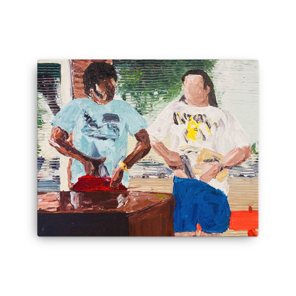 Image of Jules and Vincent leaving canvas prints 16” x 20”