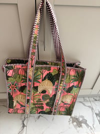 Peacock Folded Cotton Quilted Tote Bag