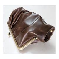 Image 3 of Coffee Pleated Leather Clutch 