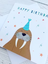 Image 2 of Handmade Walrus Happy Birthday Card - Cute Animal-Themed Birthday Card for All Ages