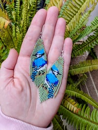 Image 1 of Made to order Blue Jays fringe earrings
