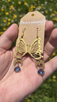 Image 1 of Blue Butterfly Moon Earrings 🦋🌙✨🌟